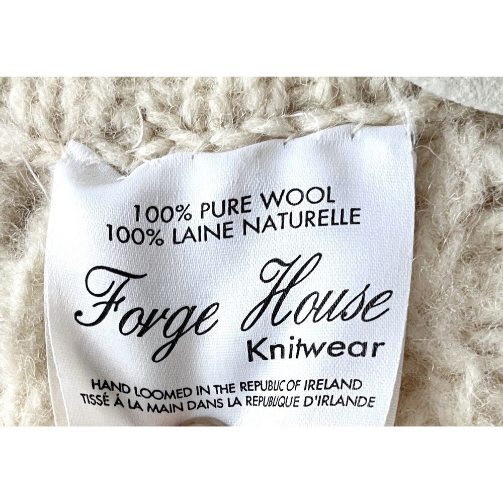 Forge House Ireland Men's 100% Wool Aran Cable Knit Cardigan Hand Loomed - Picture 2 of 7